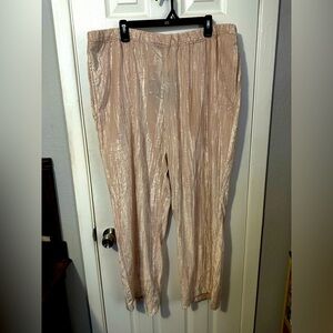 NWT Marc New York Andrew Marc champagne Crushed Velvet Wide Leg Pants XL